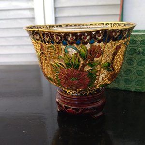 Vintage Small Plique-A-Jour Cloisonne Bowl